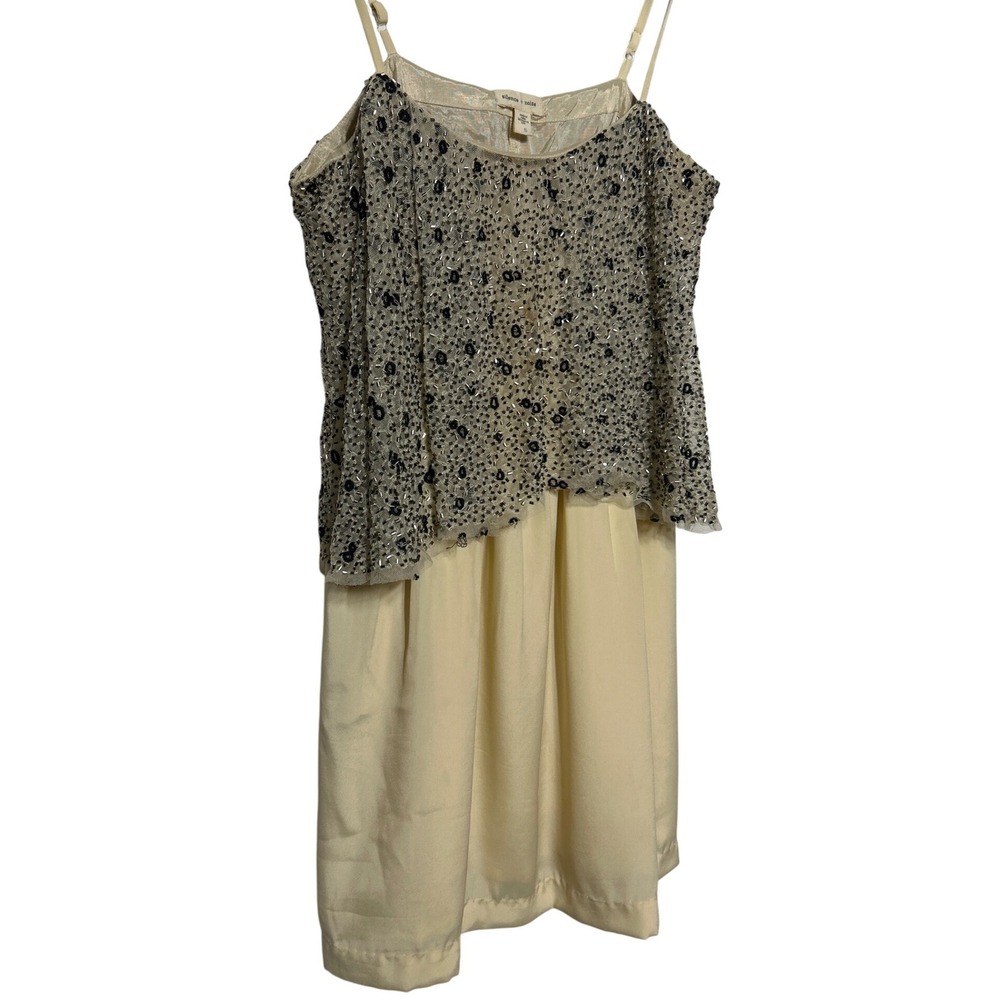 Silence Noise Beaded Embellished‎ Camisole Dress Cream Size Small